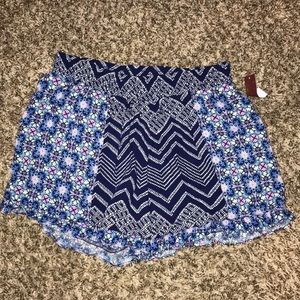 blue material shorts